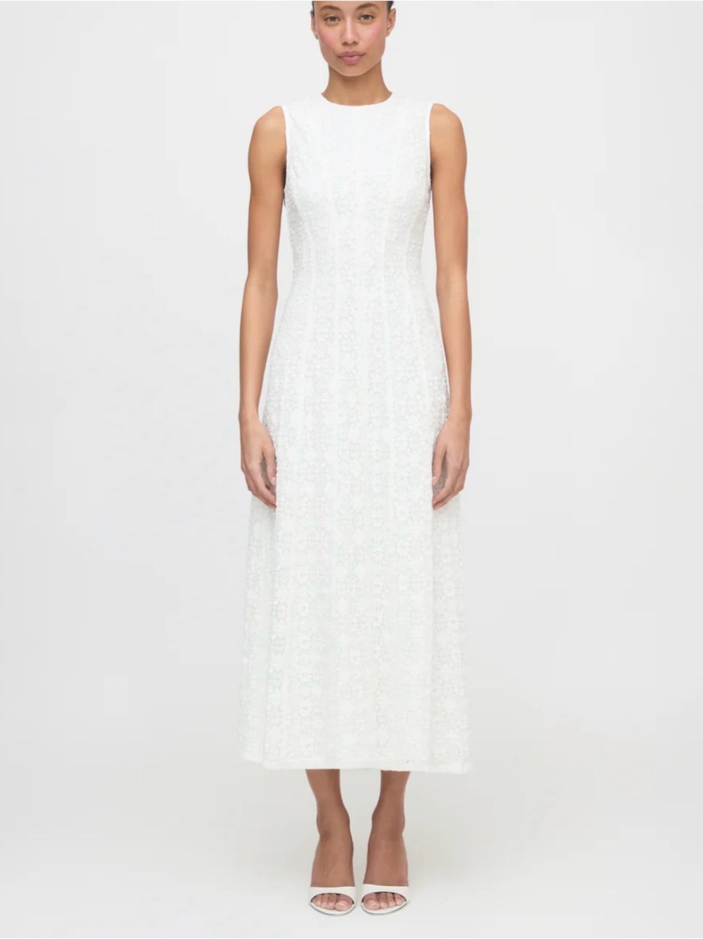 Hill House The Leanne Sleeveless Ivory Lace Midi Dress NWT